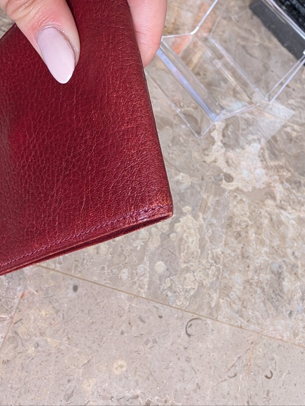 Burberry Men's Card Holder Bifold Wallet - Burgundy Leather - Picture 3 of 9